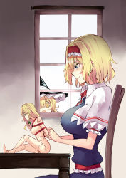 Rule 34 | 2girls, alice margatroid, bad id, bad twitter id, bdsm, blonde hair, blue eyes, bondage, bound, breasts, capelet, commentary, deetamu, doll joints, hat, highres, joints, kirisame marisa, large breasts, looking inside, multiple girls, puppet, shibari, surprised, sweatdrop, table, touhou, witch hat, yellow eyes