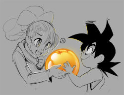 Rule 34 | + +, 1boy, 1girl, bad id, bad pixiv id, bulma, dragon ball, dragon ball (object), glowing, grin, long hair, partially colored, ponytail, sho-n-d, sleeveless, smile, son goku, spiked hair, aged down