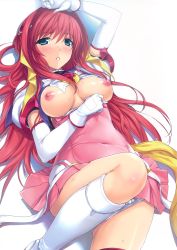 Rule 34 | 1girl, alice soft, beat angel escalayer, breasts, dress, covered erect nipples, escalayer, female focus, highres, nipples, no bra, onigiri-kun, open clothes, open shirt, panties, shirt, solo, underwear
