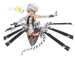 Rule 34 | brown eyes, elbow gloves, fingerless gloves, food, fruit, gloves, highres, lemon, oekaki, original, outstretched arms, ricci, short hair, solo, spread arms, thighhighs, white hair, zettai ryouiki
