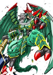 Rule 34 | armor, claws, digimon, digimon (creature), grandgalemon, muscular, muscular male, solo, tail, wings