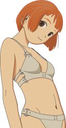 Rule 34 | 00s, 1girl, absurdres, bob cut, bra, brown eyes, highres, last exile, lavie head, lingerie, panties, red hair, short hair, solo, transparent background, underwear, underwear only, vector trace