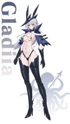 Rule 34 | 1girl, absurdres, arknights, ascot, black capelet, black footwear, black gloves, black hat, boots, breasts, capelet, cola-alter, earrings, full body, gladiia (arknights), gloves, grey hair, hat, highres, jewelry, looking at viewer, navel, no shirt, pasties, pointy ears, purple capelet, red eyes, revealing clothes, scales, short hair, small breasts, solo, standing, stomach, thigh boots, v-shaped eyebrows, white ascot