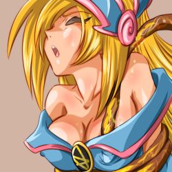 Rule 34 | 1girl, ashi ura, bad id, bad pixiv id, bare shoulders, blonde hair, breasts, cleavage, dark magician girl, duel monster, covered erect nipples, closed eyes, hair over one eye, large breasts, moaning, no bra, open mouth, pentacle, slime (substance), sweat, tentacles, tentacles, tentacles under clothes, yu-gi-oh!, yu-gi-oh! duel monsters