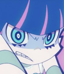 Rule 34 | 10s, 1girl, angry, animated, animated gif, multicolored hair, panty &amp; stocking with garterbelt, screencap, stocking (psg), transformation, two-tone hairscreen