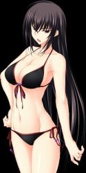 Rule 34 | bikini, black hair, breasts, cleavage, kawakami momoyo, large breasts, long hair, maji de watashi ni koi shinasai!, red eyes, swimsuit