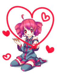 Rule 34 | 1girl, :q, crayon, drill hair, heart, heart-shaped pupils, kasane teto, lovestruck, red hair, solo, symbol-shaped pupils, thighhighs, tongue, tongue out, twin drills, twintails, utau, vocaloid, zettai ryouiki