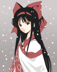 Rule 34 | 1girl, black hair, bow, coat, female focus, japanese clothes, kurosarena, long hair, nakoruru, overcoat, red bow, ribbon, samurai spirits, smile, snow, solo