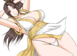 Rule 34 | 1girl, breasts, brown hair, fatal fury, female focus, large breasts, papepox2, shiranui mai, simple background, solo, white background