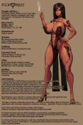 Rule 34 | breasts, brown hair, cigarette, cum dump, freyja (kingbang), high heels, highres, kingbang, large breasts, original, piercing, tattoo