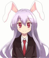 Rule 34 | 1girl, :d, ^ ^, animal ears, animated, animated gif, arata toshihira, blazer, blush, closed eyes, closed mouth, dress shirt, emofuri, head tilt, jacket, long hair, long sleeves, looking at viewer, md5 mismatch, necktie, open mouth, purple hair, rabbit ears, red eyes, red necktie, reisen udongein inaba, shirt, simple background, smile, solo, touhou, ugoira, very long hair, white background, white shirt