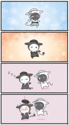 Rule 34 | 2others, 4koma, :&gt;, :&lt;, absurdres, black cat, bloom (irys), blowing in ear, blue eyes, blush, cat, chibi, comic, commentary, cosplay, detached wings, english commentary, floating, gloom (irys), hat, heterochromia, highres, hololive, hololive english, mpien, multiple others, purple eyes, shiranui flare, shiranui flare (cosplay), silent comic, single wing, skirt, sleeping, surprised, triangle mouth, virtual youtuber, white cat, wide-eyed, wings, yukihana lamy, yukihana lamy (cosplay), zzz