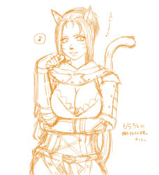 Rule 34 | 00s, animal ears, breasts, cat ears, cat tail, cleavage, facial mark, final fantasy, final fantasy xi, mithra (ff11), nanaa mihgo, sketch, tail