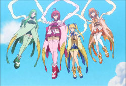 Rule 34 | 4girls, anime screenshot, flying, green hair, momo kyun sword, multiple girls, orange hair, screencap, tagme
