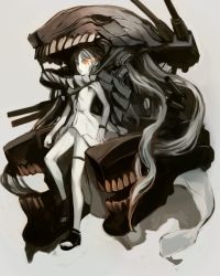 Rule 34 | 10s, 1girl, abyssal ship, dresd, glowing, glowing eyes, highres, kantai collection, long hair, monster, orion (orionproject), pale skin, silver hair, solo, yellow eyes