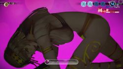 Rule 34 | 1girl, 20s, 3d, all fours, animated, armlet, arms behind head, atlus, bouncing breasts, bracelet, breasts, cleavage, cleopatra, cleopatra (shin megami tensei), crop top, egyptian, egyptian clothes, gameplay mechanics, headpiece, highres, jewelry, jiggle, large breasts, leg wrap, lipstick, long hair, looking at viewer, makeup, megami tensei, navel, panties, pink background, red lips, revealing clothes, shade, shin megami tensei, shin megami tensei v, shirt, sleeveless, sleeveless shirt, smile, solo, standing, underwear, usekh collar, video, white hair, white shirt, yellow eyes, yellow panties