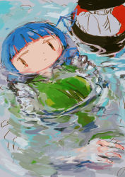 Rule 34 | 2girls, blunt bangs, breasts, character request, drill hair, drill sidelocks, fins, frilled kimono, frills, green kimono, head fins, hito (nito563), japanese clothes, kimono, medium breasts, mermaid, monster girl, multiple girls, partially submerged, sidelocks, touhou, upper body, wakasagihime