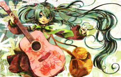 Rule 34 | 1girl, acoustic guitar, guitar, hashimochi, hatsune miku, instrument, long hair, solo, very long hair, vocaloid