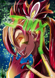 Rule 34 | 1girl, absurdres, alternate costume, alternate hair color, alternate hairstyle, bare shoulders, bow, hair ornament, highres, jewelry, jinx (league of legends), league of legends, lipstick, long hair, magical girl, makeup, paint, red bow, red eyes, red hair, star guardian (league of legends), star guardian jinx, twintails, very long hair