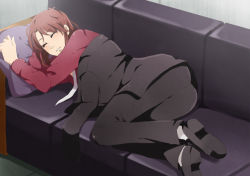 Rule 34 | blush, couch, formal, ichijou (kaiji), jacket, kaiji, pillow, red hair, sleeping, suit