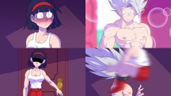 Rule 34 | between pecs, blush, couple, cunnilingus, cunnilingus through clothes, dragon ball, dragon ball super, dragon ball super super hero, excited, face in crotch, gohan beast, head between legs, head between pecs, husband and wife, kishinpain, muscular, muscular male, oral, serious, sexually suggestive, son gohan, surprised, tagme, videl