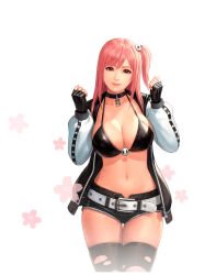 Rule 34 | 1girl, breasts, cleavage, dead or alive, honoka (doa), large breasts, long hair, navel, official art, pink hair, snk, the king of fighters all-stars