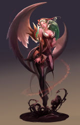 Rule 34 | 1girl, absurdres, aion, angel wings, asmodian, book, breasts, cleavage, detached sleeves, elf, green hair, highres, juno jeong, large breasts, official art, pointy ears, solo, wings