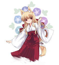 Rule 34 | animal ears, bad id, bad pixiv id, blonde hair, fox ears, japanese clothes, ktsecond, miko, original, red eyes, solo, tail, wind chime