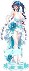 Rule 34 | 1girl, action taimanin, blue hair, breasts, bride, dress, fei (maidoll), full body, highres, lilith-soft, long hair, official alternate costume, official art, ponytail, taimanin (series), uehara rin, wedding dress