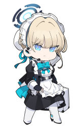 Rule 34 | 1girl, apron, assault rifle, black dress, black gloves, blue archive, blue bow, blue eyes, boots, bow, braid, brown hair, bullpup, bun cover, caseless firearm, chibi, closed mouth, commentary request, dress, fingerless gloves, frilled apron, frills, full body, gloves, gun, h&amp;k g11, hair between eyes, hair bun, halo, headpiece, high heel boots, high heels, juliet sleeves, long sleeves, looking at viewer, maid, maid apron, maid headdress, nyaru (nyaru 4126), prototype design, puffy sleeves, rifle, solo, standing, suitcase, toki (blue archive), weapon, white apron, white footwear