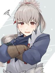 Rule 34 | 1boy, annoyed, aristocratic clothes, crossed arms, fire emblem, fire emblem fates, grey hair, highres, japanese clothes, looking at viewer, male focus, nintendo, open mouth, ponytail, red eyes, sakura no yoru, takumi (fire emblem)