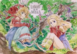 Rule 34 | closed mouth, full body, furry, furry female, highres, imu (lom), legend of mana, long hair, looking at viewer, multiple boys, multiple girls, seiken densetsu, sierra (lom), smile, toto (lom)