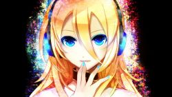 Rule 34 | 1girl, asshaf (fallenvision), blonde hair, colored eyelashes, gradient background, highres, lily (vocaloid), looking at viewer, nail polish, parted lips, smile, solo, vocaloid