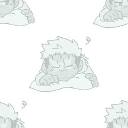 Rule 34 | 1boy, annoyed, chibi, closed eyes, daigosan, dark-skinned male, dark skin, fullmetal alchemist, greyscale, lowres, lying, male focus, monochrome, multicolored hair, on stomach, pillow, scar, scar (fma), short hair, simple background, solo, squiggle, tileable, two-tone hair, white background
