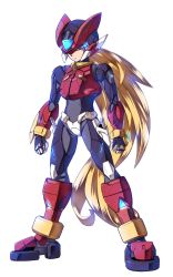 Rule 34 | 1boy, absurdres, android, blonde hair, blue eyes, clenched hands, glowing, highres, i.takashi, long hair, looking ahead, male focus, mega man (series), mega man zero (series), solo, standing, very long hair, zero(z) (mega man), zero (mega man)