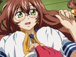 Rule 34 | 00s, animated, animated gif, blush, bouncing breasts, bra, breasts, cleavage, glasses, ikkitousen, lingerie, lowres, ryuubi gentoku, school uniform, underwear