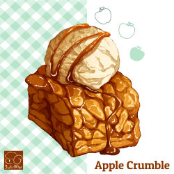 Rule 34 | apple, apple crumble, artist logo, caramel, food, food focus, fruit, highres, ice cream, no humans, original, syrup, yuki00yo