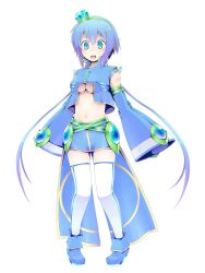 Rule 34 | 1girl, alternate costume, aoki lapis, blue eyes, blue hair, breasts, detached sleeves, diamond (gemstone), full body, hair ornament, headset, large breasts, long hair, matching hair/eyes, open mouth, sanuki (zigzagflamberge), shoes, simple background, skirt, solo, thighhighs, twintails, underboob, very long hair, vocaloid, zettai ryouiki