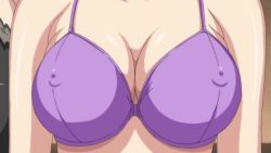Rule 34 | animated, animated gif, bouncing breasts, bra, breasts, close-up, large breasts, lingerie, nipples, purple bra, seikon no qwaser, teresa beria, underwear, undressing