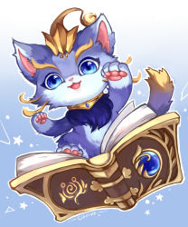 Rule 34 | 1girl, blue eyes, book, cat, choker, highres, league of legends, no humans, tail, yuumi (league of legends)