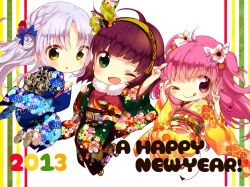 Rule 34 | 10s, 2013, 3girls, ;d, ;q, aguri (aguri0406-aoi), angel beats!, double v, green eyes, happy new year, index finger raised, long hair, multiple girls, new year, one eye closed, open mouth, pink eyes, pink hair, purple hair, short hair, silver hair, smile, tenshi (angel beats!), tongue, tongue out, twintails, two side up, v, wink, yellow eyes, yui (angel beats!), nakamura yuri