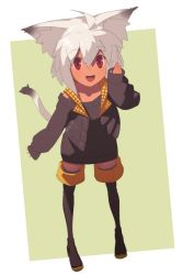 Rule 34 | ahoge, animal ears, boots, kusaka kokage, long sleeves, original, red eyes, solo, tail, thigh boots, thighhighs, vest, white hair