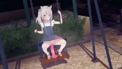 Rule 34 | 1boy, 1girl, 3d, ?, animal ears, animated, bad tag, cat ears, clothing aside, exhibitionism, gawr gura, grey hair, hololive, hololive english, mask, masturbation, object insertion, outdoors, panties, panties aside, public indecency, pussy, pussy juice, tagme, underwear, vaginal, vaginal object insertion, video, virtual youtuber