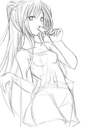 Rule 34 | camisole, food, greyscale, monochrome, popsicle, ribi, sketch, solo, tagme