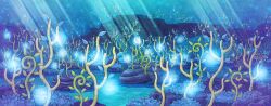 Rule 34 | artist request, blue theme, coral, creatures (company), day, game cg, game freak, glowing, light particles, light rays, nintendo, no humans, official art, outdoors, pokemon, pokemon mystery dungeon, pokemon mystery dungeon: rescue team dx, scenery, sunlight, third-party source, underwater, wide shot