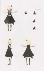 Rule 34 | 1girl, adapted costume, alternate costume, banpai akira, blonde hair, character sheet, concept art, embodiment of scarlet devil, female focus, koumajou densetsu, multiple views, outstretched arms, pixel art, rumia, scan, spread arms, touhou, turnaround