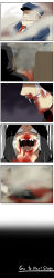 Rule 34 | 2boys, blood, blood on face, comic, cross, hat, highres, laughing, long image, multiple boys, original, pageratta, silent comic, smoke, tall image