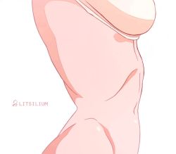 Rule 34 | 1girl, animated, artist name, bottomless, bouncing breasts, breasts, breasts out, clothes lift, from side, large breasts, lit silium, navel, nipples, no bra, original, puffy areolae, puffy nipples, shiny skin, shirt lift, signature, simple background, solo, undressing, video