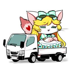 Rule 34 | alice (cat busters), artist request, blonde hair, cat, cat busters, furry, green eyes, motor vehicle, smile