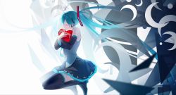Rule 34 | 1girl, aqua eyes, aqua hair, aqua nails, aqua necktie, bare shoulders, black footwear, blurry, boots, circle, commentary request, creator connection, crescent, crying, depth of field, detached sleeves, eyelashes, floating hair, from side, grey shirt, hands up, hatsune miku, headphones, heart, highres, holding, holding heart, jumping, long hair, meru02295238, miniskirt, nail polish, necktie, number tattoo, hugging object, pleated skirt, rolling girl (vocaloid), shards, shirt, shoulder tattoo, skirt, solo, songover, tattoo, tears, thigh boots, twintails, unhappy refrain (vocaloid), unknown mother goose (vocaloid), untucked shirt, ura-omote lovers (vocaloid), very long hair, vocaloid, white background, wowaka